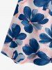Blouse hawaïenne à imprimé floral aquarelle grande taille, épaules dénudées et volants, style aquarelle - Rose  3XL