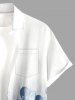 Plus Size Flower Plant Print Hawaii Button Pocket Shirt For Men -  