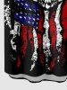 Skull Snake Patriotic American Flag Print Button Pocket Shirt For Men -  