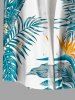 Tropical Leaf Hibiscus Flower Print Hawaii Button Pocket Shirt For Men -  
