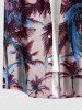 Coconut Tree Ombre Sky Print Hawaii Button Pocket Shirt For Men - Rouge 4XL