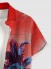 Coconut Tree Ombre Sky Print Hawaii Button Pocket Shirt For Men - Rouge 4XL