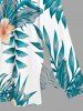Tropical Leaf Hibiscus Flower Print Hawaii Split Pocket A Line Midi Dress -  