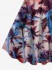 Plus Size Coconut Tree Ombre Sky Print Hawaii A Line Dress -  