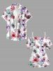 Flower Leaf Branch Print Hawaii Cold Shoulder Ruffles Blouse -  