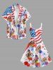 Patriotic American Flag Duck Fireworks Print Hawaii A Line Dress -  