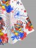 Patriotic American Flag Duck Fireworks Print Hawaii A Line Dress - Rouge 1X