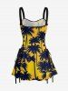 Coconut Tree Print Hawaii Lace Up A Line Dress -  
