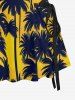 Coconut Tree Print Hawaii Lace Up A Line Dress -  