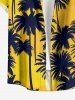 Chemise hawaïenne à imprimé cocotier et poches boutonnées grande taille pour homme - Jaune S