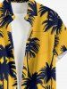 Chemise hawaïenne à imprimé cocotier et poches boutonnées grande taille pour homme - Jaune S