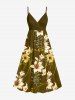 Ensemble de plage hawaïen assorti grande taille à imprimé fleurs et feuilles pour couples - Olive Verte 
