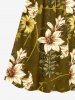 Ensemble de plage hawaïen assorti grande taille à imprimé fleurs et feuilles pour couples - Olive Verte 