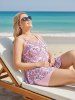 Maillot de Bain Tankini à Imprimé Cachemire avec Short de Grande Taille - Rose clair 2X | US 18-20