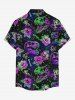 Tenue de plage hawaïenne assortie grande taille à imprimé fleurs, grenouilles, dinosaures et étoiles pour couples - Pourpre  