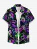 Tenue de plage hawaïenne assortie grande taille à imprimé fleurs, grenouilles, dinosaures et étoiles pour couples - Pourpre  