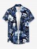 Tenue de plage assortie à imprimé floral et feuilles pour couples, style hawaïen - Bleu profond 
