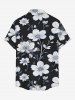 Flower Leaf Print Buttons Pocket Hawaii Shirt For Men -  