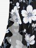 Robe hawaïenne à imprimé floral et feuilles, à volants et fente cache-cœur - Noir XXL