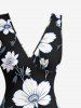 Robe hawaïenne à imprimé floral et feuilles, à volants et fente cache-cœur - Noir XXL