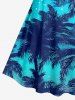 Coconut Tree Galaxy Cloud Moon Print Hawaii A Line Dress - Bleu 2X