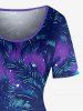 Coconut Tree Galaxy Cloud Moon Print Hawaii A Line Dress - Bleu 2X