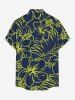 Tropical Leaf Hibiscus Flower Print Hawaii Button Pocket Shirt For Men -  