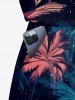 Coconut Tree Galaxy Print Hawaii Drawstring Pocket Romper -  