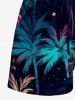 Plus Size Coconut Tree Galaxy Print Hawaii Drawstring Pocket Romper -  