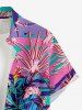 Coconut Tree Plant Print Hawaii Button Pocket Shirt For Men - violet lavande 2XL