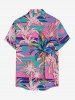 Coconut Tree Plant Print Hawaii Button Pocket Shirt For Men - violet lavande 2XL