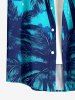 Plus Size Coconut Tree Galaxy Cloud Moon Print Hawaii Button Pocket Shirt For Men -  