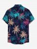 Coconut Tree Galaxy Print Hawaii Button Pocket Shirt For Men -  