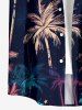 Coconut Tree Galaxy Print Hawaii Button Pocket Shirt For Men -  