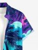 Plus Size Coconut Tree Galaxy Cloud Moon Print Hawaii Button Pocket Shirt For Men -  