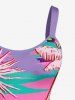 Coconut Tree Plant Print Hawaii A Line Dress - violet lavande XXS