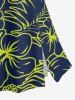 Tropical Leaf Hibiscus Flower Print Hawaii Split A Line Skirt - Bleu profond S