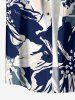 Chemise hawaïenne grande taille à imprimé floral et feuilles, boutons et poche pour homme - Bleu profond S