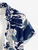 Chemise hawaïenne grande taille à imprimé floral et feuilles, boutons et poche pour homme - Bleu profond 4XL