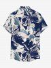 Chemise hawaïenne grande taille à imprimé floral et feuilles, boutons et poche pour homme - Bleu profond 4XL