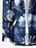 Chemise hawaïenne grande taille à imprimé floral et feuilles, boutons et poche pour homme - Bleu profond 4XL
