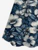 Flowers Leaf Print Cold Shoulder Ruffles Cover Hawaii Blouse -  