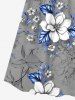 Flower Leaf Print Surplice Hawaii Cami Dress -  
