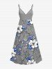 Flower Leaf Print Surplice Hawaii Cami Dress -  