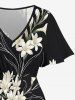 Flowers Print Split Hawaii Midi Dress -  