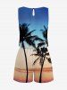 Coconut Tree Ombre Colorblock Print Cinched Hawaii Romper -  