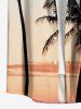 Chemise hawaïenne grande taille pour homme, imprimé colorblock ombré cocotier, boutons et poche. - Bleu clair 4XL