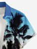 Coconut Tree Ombre Colorblock Print Buttons Pocket Hawaii Shirt For Men -  