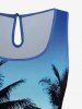 Coconut Tree Ombre Colorblock Print Cinched Hawaii Romper -  