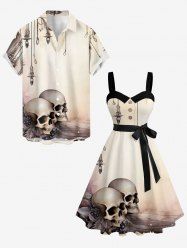 Ombre Skulls Print Matching Outfit For Couples -  